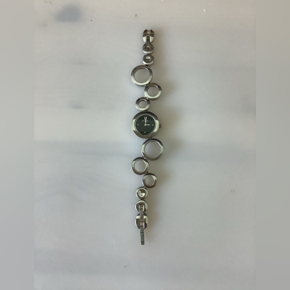 Fossil Y2k Modern Silver Circle-Link Wristwatch Bracelet